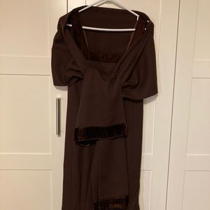 Deep brown, mermaid style dress with matching stole